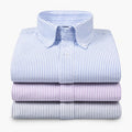 Men's Slim Fit Striped Anti-Wrinkle Breathable Autumn T-Shirts V-Neck Full Sleeve Formal Style