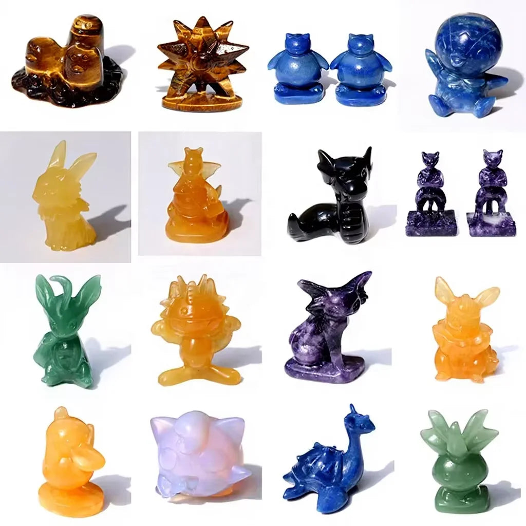 5 to 6cm Natural Random Gemstone Crystal Cartoon Carving Crystal Pocket Monster Figurine for Home Decor