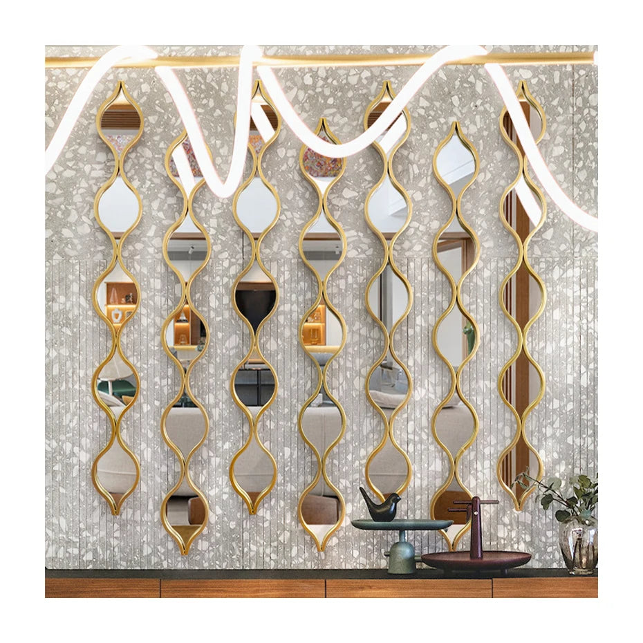 Wholesale Creative Teardrop Combinations Wrought Iron Wall Mirror Interior European Water Drop Wall Hanging