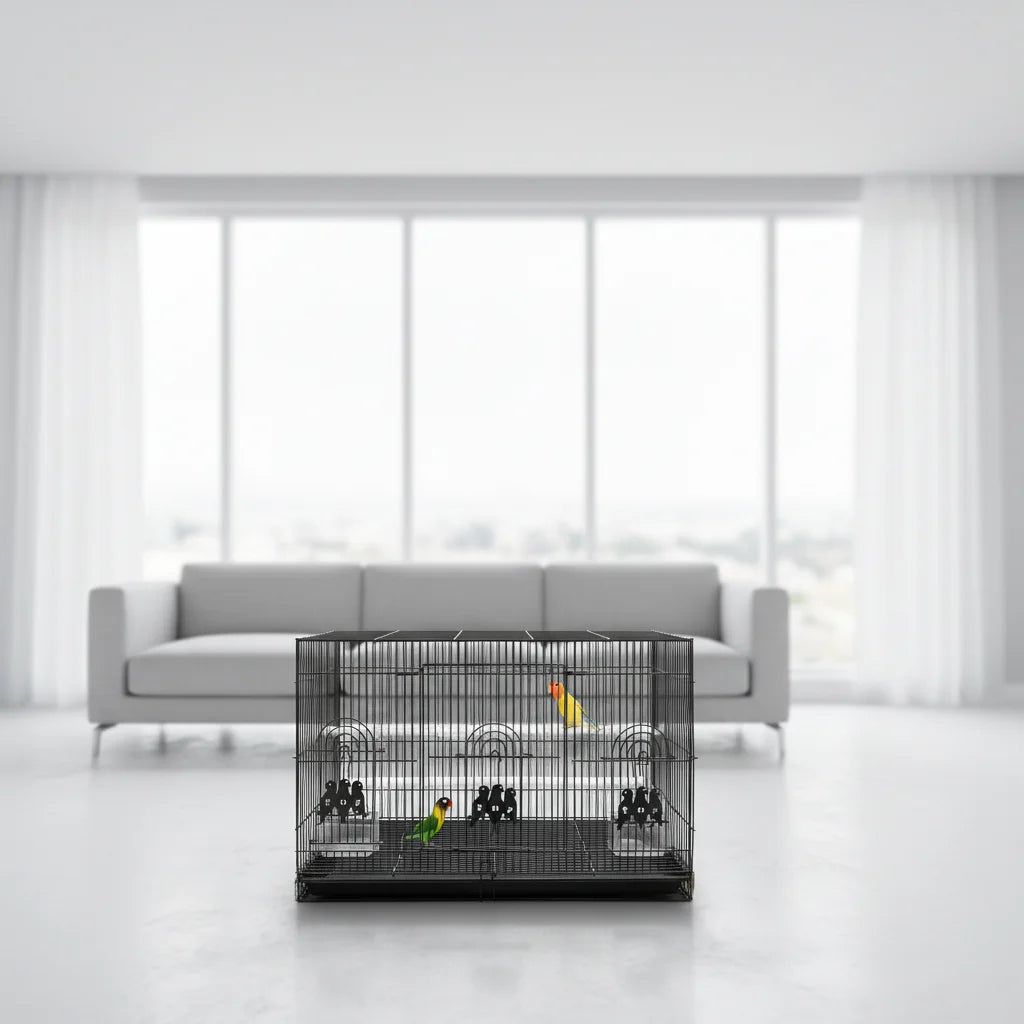 Geshifeng Low Price Iron Wire Material Big Size Collapsible Lovebird Breeding Cast Iron Jaula Para Pajaros Bird Cages Nets