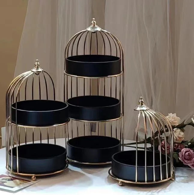 Iron Bird Cage Decorative Floor Vase Flower Vase with Bird Theme