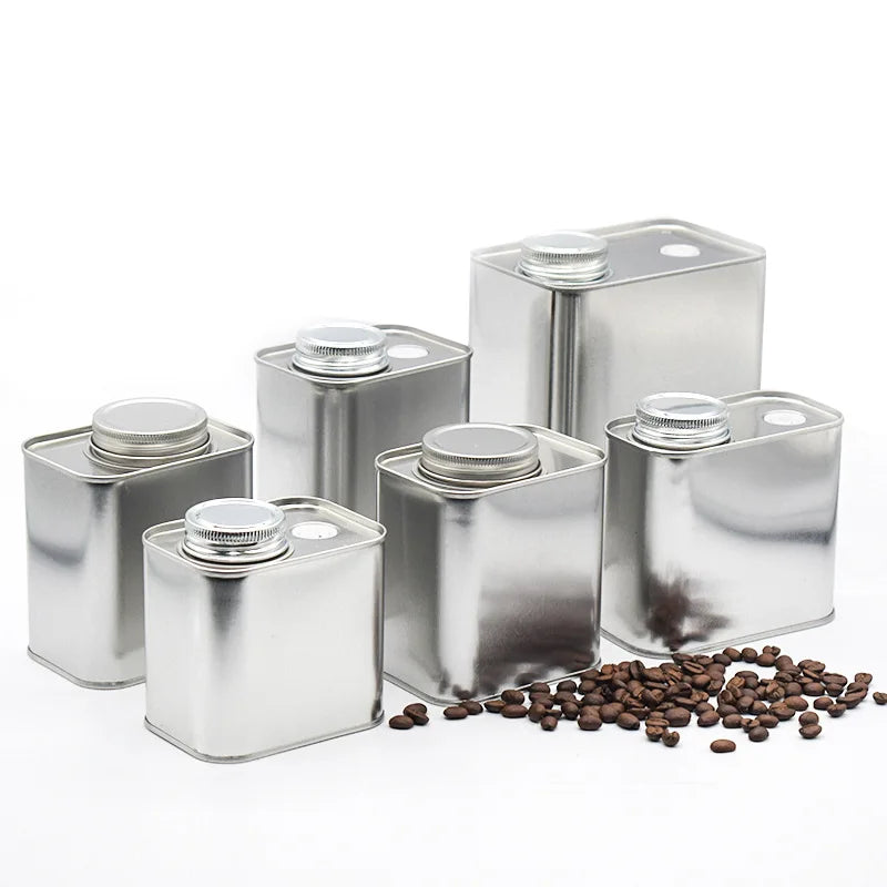 Coffee Bean Powder Tin Can with Degassing Valve Lid Metal Tin Containers for Tea and Coffee for Food Candy Chocolate Storage