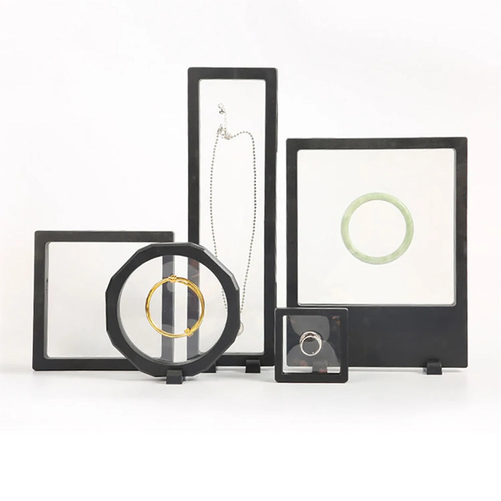 3D Clear Suspension Box Transparent PE Film Display Box PE Film Floating Jewelry Display PE Jewelry Box for Fashion Necklace