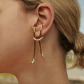 Metal Retro Geometric Exaggerated Color Gold Pendant Earrings Elegant Famous Jewelry