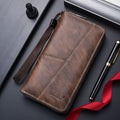 2024 Custom Brown PU Leather Luxury Long Men Wallet Slim Card Holder Purse RFID Blocking Men's Wallet