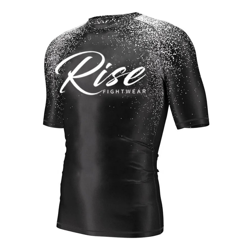 Custom Printed Rashguards Flatlock Seams Crew Neck Quick Dry Silicone Grip for Long Training Hours