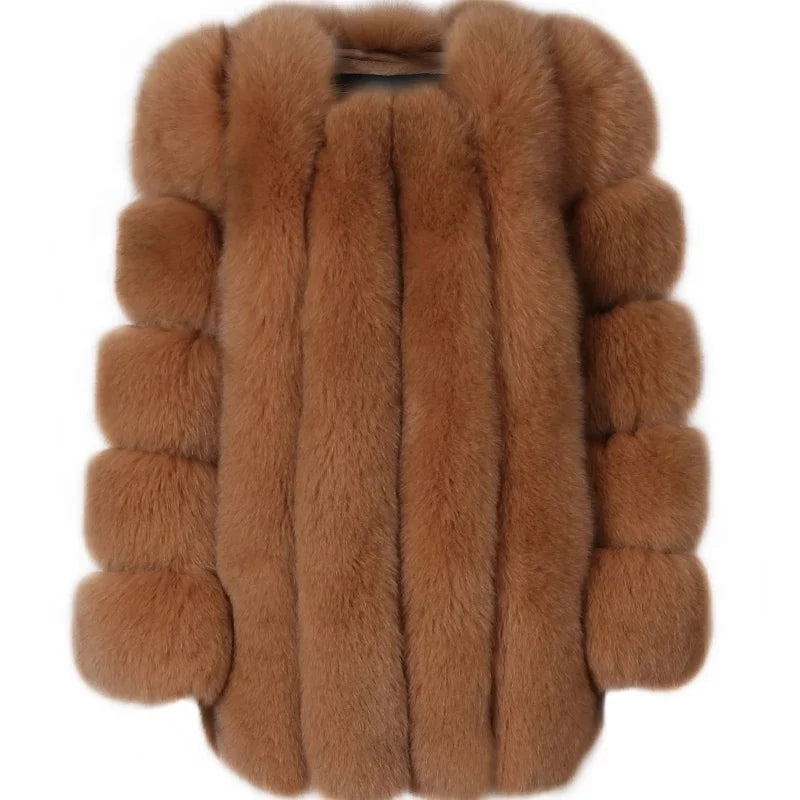 Ladies Fur Jacket Autumn New Outerwear Ladies Long Fur Coat Girls Fox Fur Coat Jacket