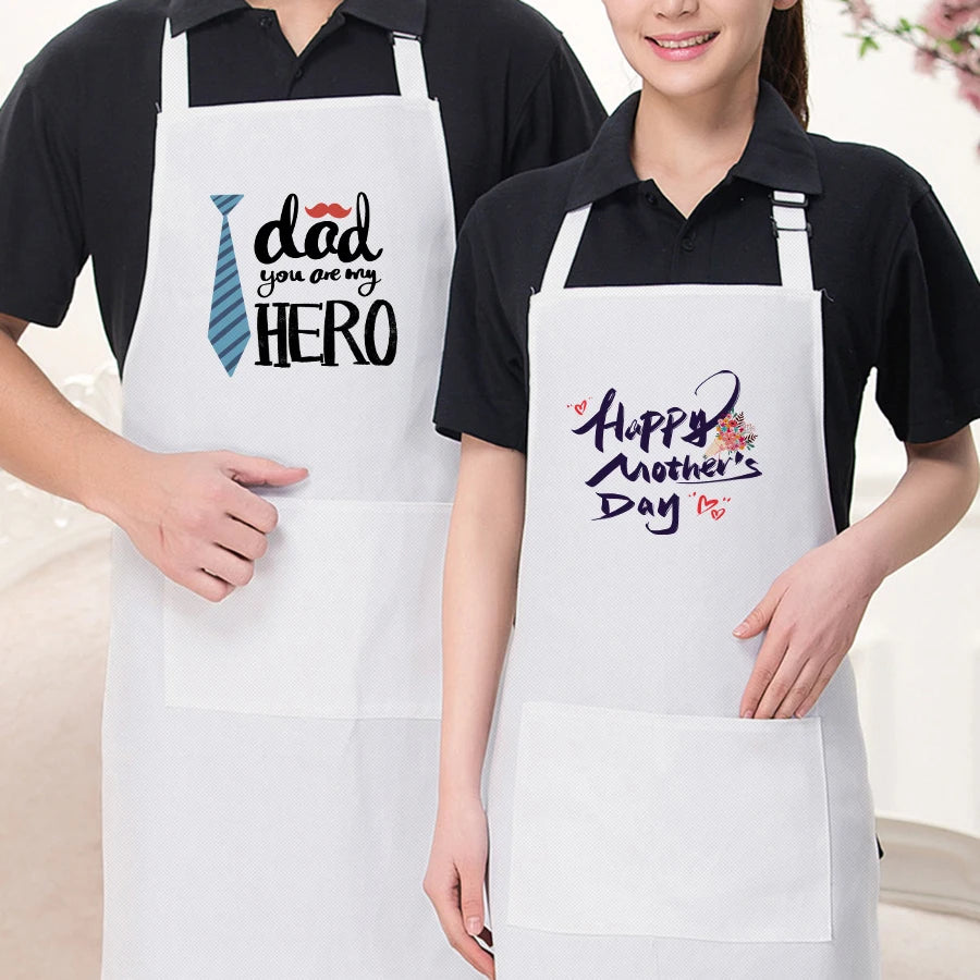 Topjlh Sublimation Blank Aprons with Pocket Custom Logo White Cooking Kitchen Linen Apron for Restaurant Home/Business Daily Use