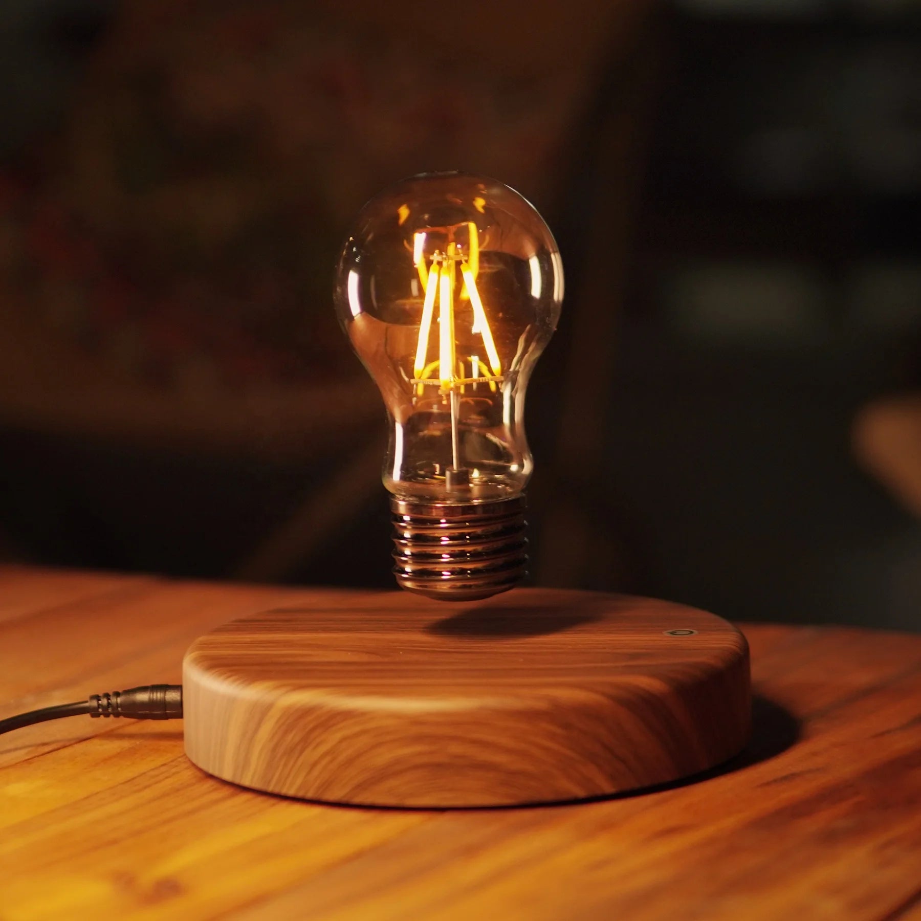 Hot Seller HCNT Magnetic Levitating Floating Light Bulb ABS Material Bedroom Use Wood Table Lamp