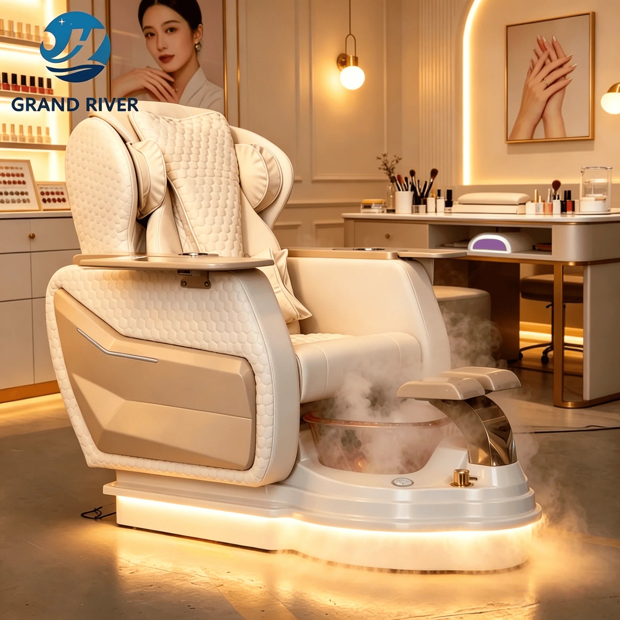 Wholesale Custom Magnetic Jet Foot Spa Massage Pedicure Chair for Manicure and Pedicure Station Recliner