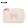 2026 New Portable pink Embroidered Bow Cosmetic Bag High-Quality Cosmetic Storage Bag