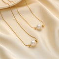 Wholesale New Titanium Steel Furnace Plated 18k Gold Trend Necklace Freshwater Pearl Necklace for Women