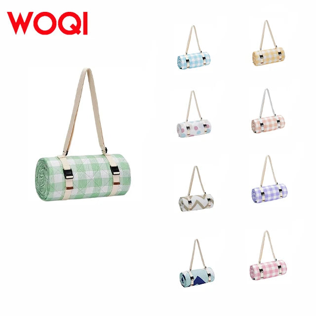 WOQI 4 Seasons  Picnic Mat Checkered Beach Camping  Extra Large Mat Tote  Wholesale Picnic Blanket
