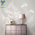 YKMP 0026 Nordic Floral Wallpaper Rolls 3D Modern Mural Silver Leaves Waterproof for Bedroom and Living Room