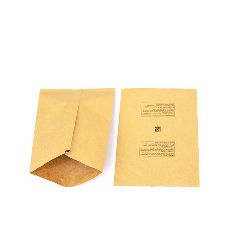 Customized Logo Eco Friendly Biodegradable Brown Kraft Paper Resealable Food Packaging Bags