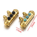 2pcs Stainless Steel Gold Plated Natural Stone Tube Beads Pendant Bohemian for DIY Necklace Bracelet Charms for Jewelry Making