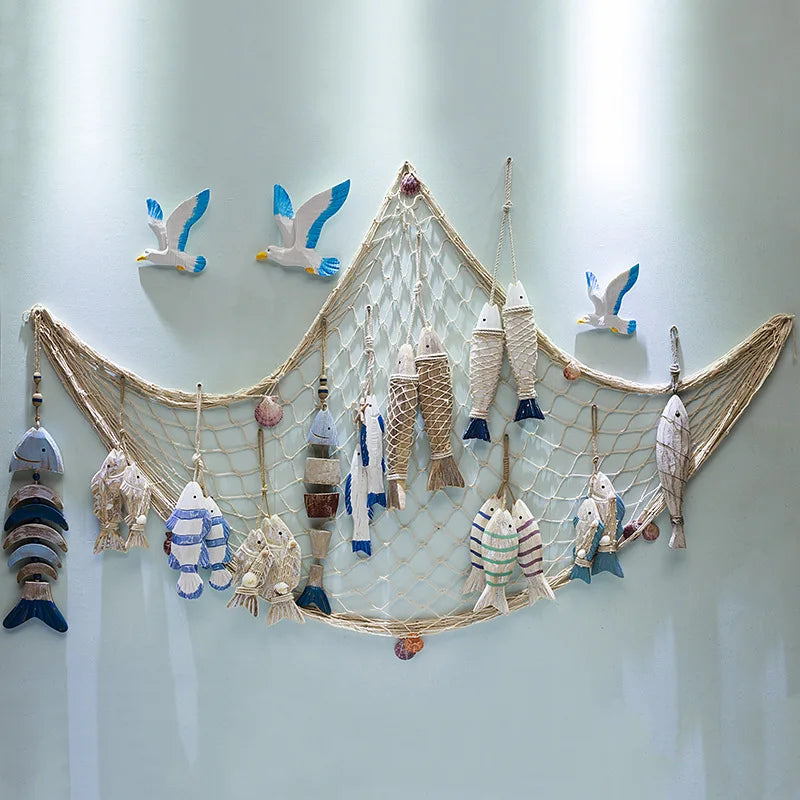 Ocean Wooden Fish Ornaments HYF09 Eco-Friendly Mediterranean Nautical Decor for Home Bar Huaqi Brand