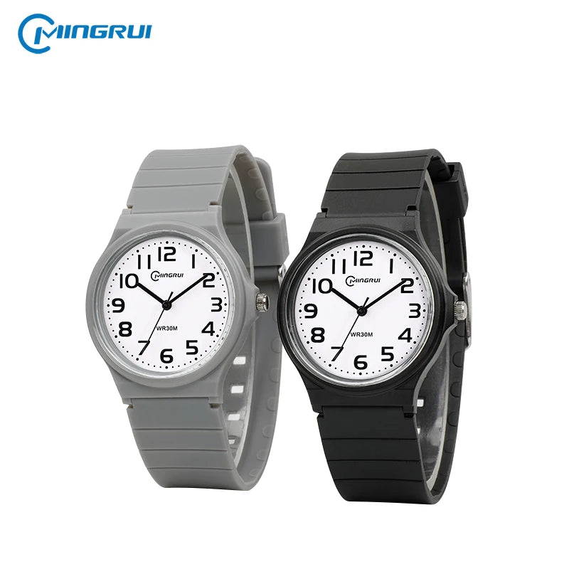 Mingrui Fashion Original Design High Quality Waterproof Luxury TPU Arabic Numeral Quartz Lightweight Small Watch for Women Girls
