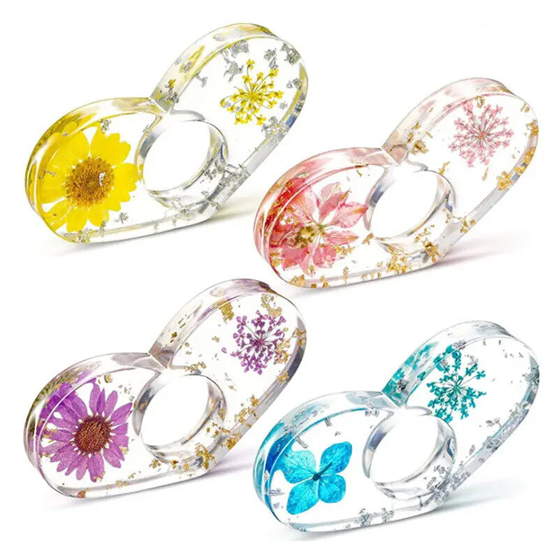 Dried Flower Bookmarks Page Holder Transparent Thumb Ring Page Holder Handmade Flower Resin Reading Ring Book Accessories