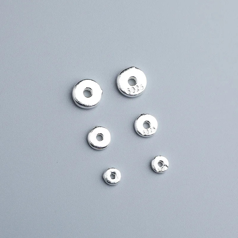 Wholesale 925 Sterling Silver Flat Disc Rondelle Spacer Beads Metal Coin Beads Jewelry Finding Supplies