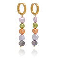 Rainbow Stainless Steel Gold Plated Earrings Hawaiian Style Colorful Natural Baroque Freshwater Pearl Drop Fashion Drop Earrings