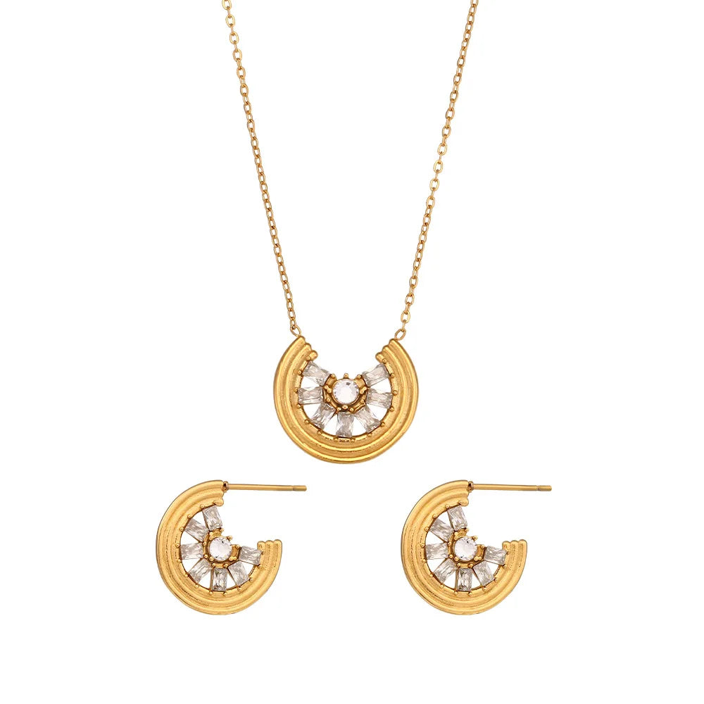 Delicate Stainless Steel Jewelry Shiny White Green Zircon Necklace Cute Lemon Pendant Necklace for Women Girls