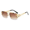 Rimless Sunglasses Metal Shape for Women Men Trendy Party Candy Color Shades Sun Glasses