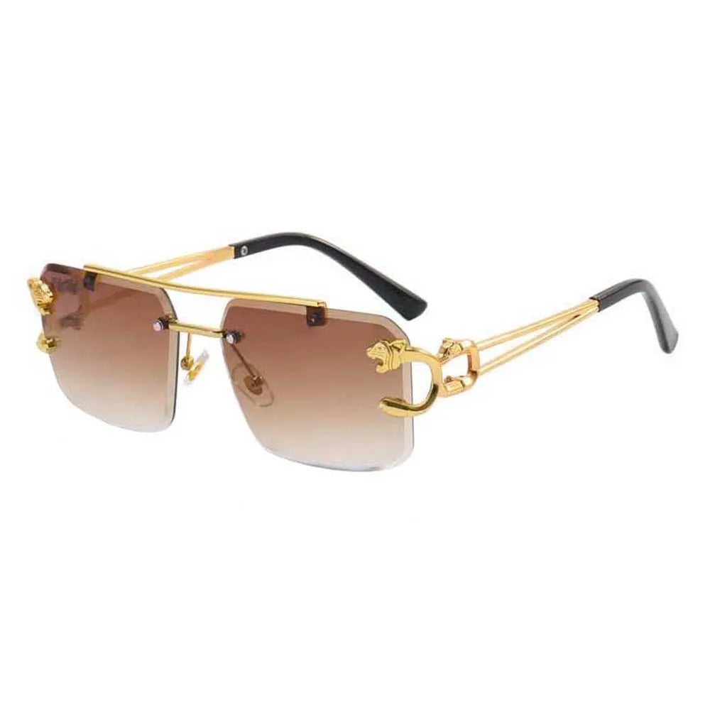 Rimless Sunglasses Metal Shape for Women Men Trendy Party Candy Color Shades Sun Glasses