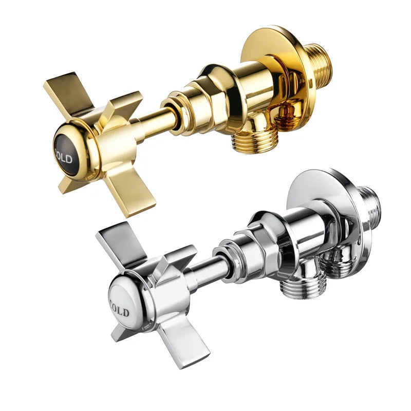 Polished Brass Handle Modern Design Bathroom Stop Shut-off Valve G1/2" for Home Bar Use Easy Installation MegaBDM