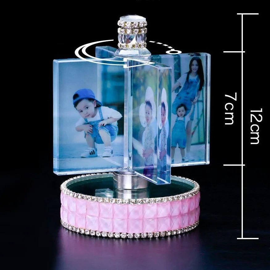 Wholesale Eco-Friendly Modern Wedding Gift Crystal Cube UV Printing Custom Photo Rotating Glass Photo Frame Birthday Gifts