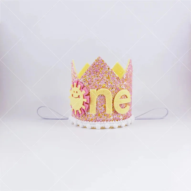 Hand-made Non Woven Fabric Baby First Birthday  Crown  Hat Princess Crown With Sun  Pattern
