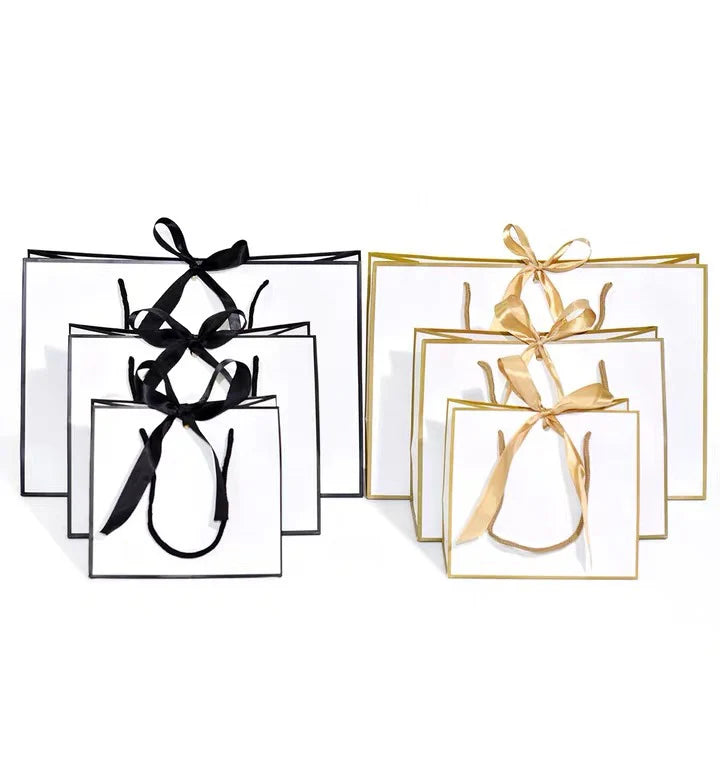 Factory Wholesale Reusable Paper Bags Custom Luxury Clothes Shoes Cosmetics Wig Paper Gift Bags With Handle and Bowknot