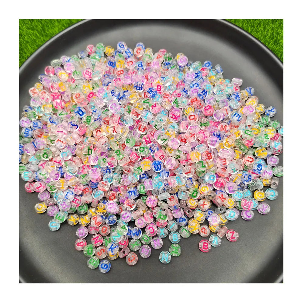 Colorful Letters Acrylic Beads Alphabet Beads Round 7mm Mixed A-Z Alphabets Spacer Loose Bead for Jewelry Making