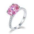 S925 Silver Rings Prong Setting Ring Women Wedding Pink Sapphire Ring