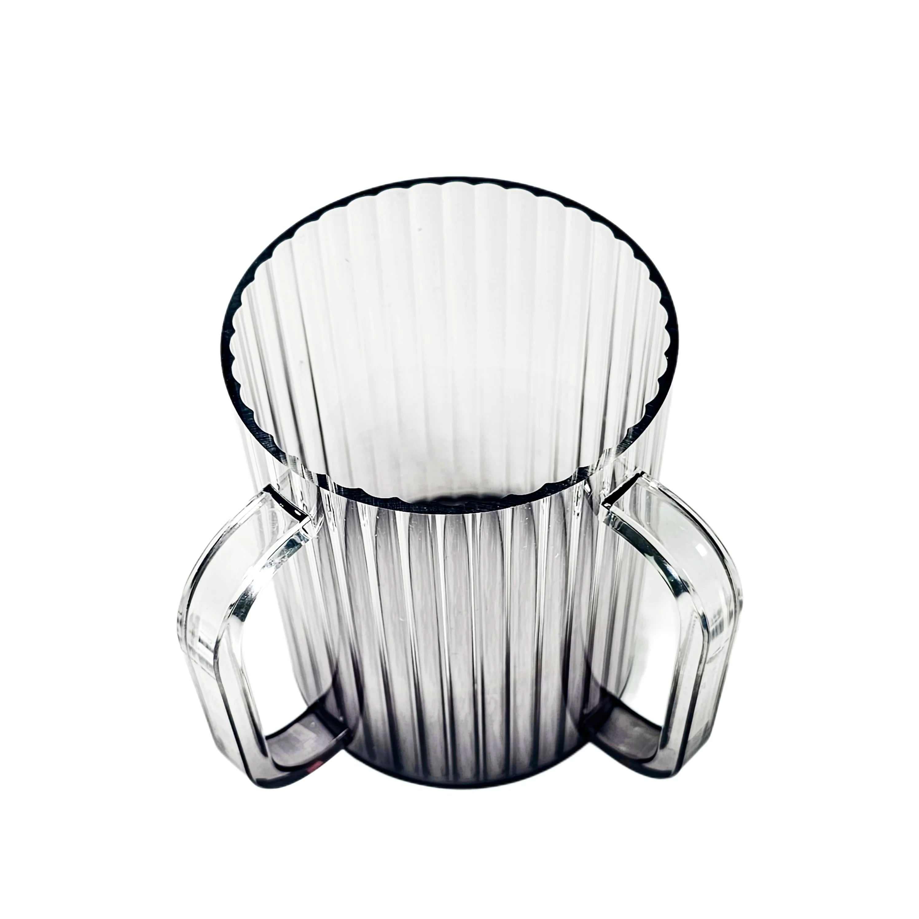 Judaica Striped Ribbed Acrylic Washing Cup Shabbos Purim Jewish Gift Gradient Black Corrugated Lucite Washing Cup