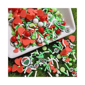 Christmas Green Monster Cartoon Character Polymer Clay Slices for DIY Crafts Tumbler Filling/Nail Art/Scrapbook Decoration