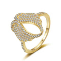 Fashion Jewelry Classic Brass Women's Geometric Wing Shape 18K Gold Plated Zircon Irregular Ring Charm Light Luxury Wedding Ring