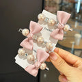 Wholesale Cute Women Girls Butterfly Crystal Hair Pins Pink Bows Pearl Rhinestone Hair Pins Hair Clips