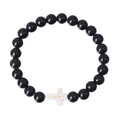 New Arrival Jewelry Handmade 8mm Healing Christian Lava Stone Stretch Cross Beads Bracelets for Men Women
