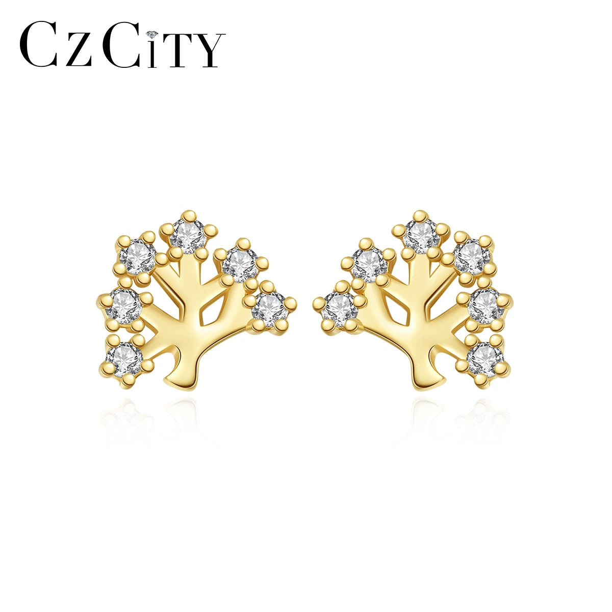 LUOTEEMI Silver Stud Cute Earing 925 Sterling Diamond Ear Ring Hot Sale Minimalist Tree of Life Earrings