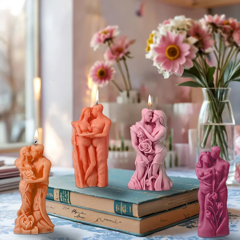 DIY Couple Embrace a Cross-border Statue Fragrance Gift Valentine's Day Aromatherapy Candle Silicone Mold