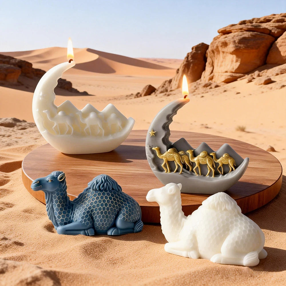 2026 New DIY Creative Camel Candle Molds Ramadan Moon Silicone Mold Perfect for Making Your Own Ramadan Scented Candles