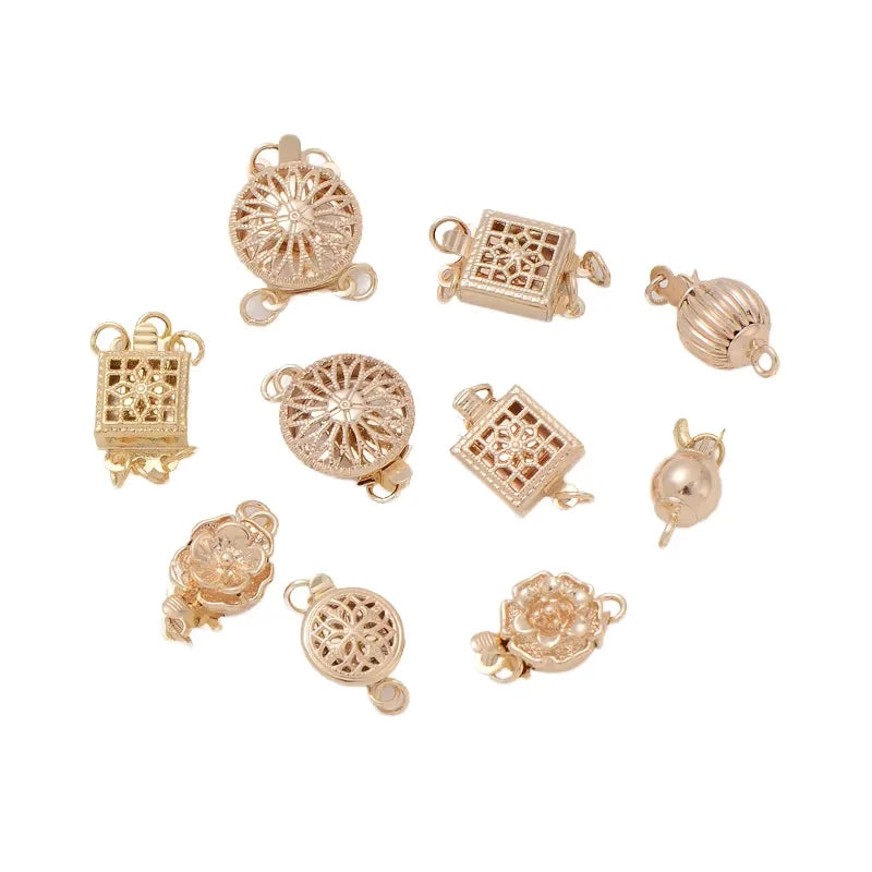 Filigree Box Pearl Safety Lock Clasps Platinum Plated Brass Single Strand Jewelry Clasps for DIY Pearl Necklace Bracelet Mak