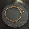 Luxury 18k Gold Plated Stainless Steel  Crystal Heart Waterproof Anklet for Women