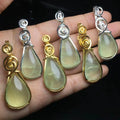 Handmade Wire Wrapped Chakra Crystal Healing Stone Natural Prehnite Charm Pendant for Anti Stress and Anxiety