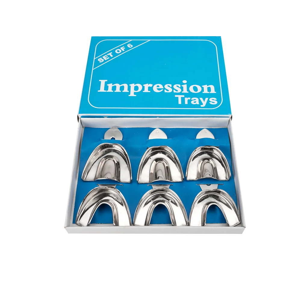Dental Stainless Steel Impression Tray Set with S/M/L 3 Pairs Full Set  Autoclavable Teeth Tray Dental Dentistry Tools