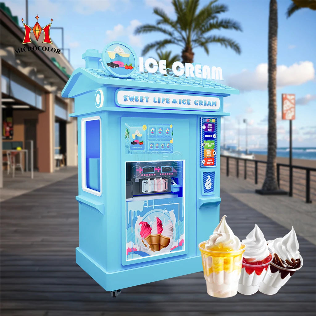Glace Ice Cream Machine Supplier Yogurt Ice Cream Making Robot Cheapest Automatic Soft Ice Cream Vending Machine