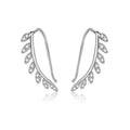 Hypoallergenic Jewelry 925 Sterling Silver Cube Zircon Ear Crawler Cuff Leaf Climber Earrings