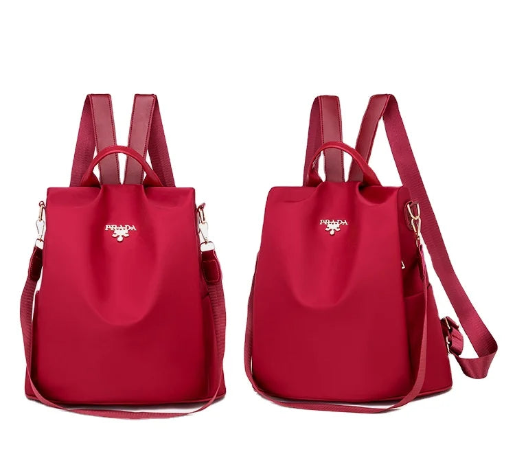 New Women Female Simple Wild Waterproof Oxford Cloth PU Leather Backpack Bulk Solid Color Leisure Backpack
