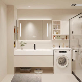 Washing Machine Bathroom CabinetMakeup Vanity Mirror With Bathroom Sink and Cabinet Combo
